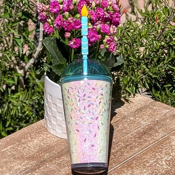 Starbucks 2025 Frappuccino 30th Anniversary Tumbler 16 Oz W/Candle Straw Topper - Picture 5 of 6